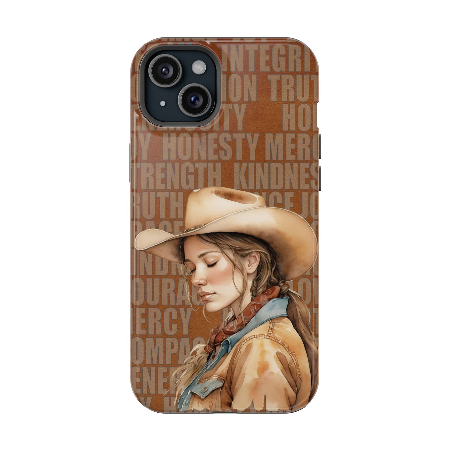 Watercolor Cowgirl Western Virtues Prayer Impact-Resistant Phone Cases