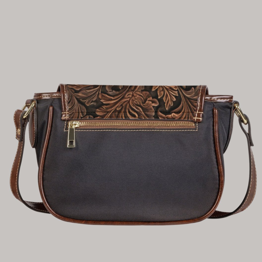 Feisty West Tambourin Tooled Leather Print Bag