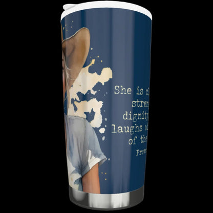 Laughing blond cowgirl stainless steel tumbler