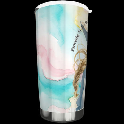 "Uplifted" Joyful Cowgirl Proverbs 31:25 Watercolors Stainless Steel Tumbler - 20 oz **FREE SHIPPING** (Video)