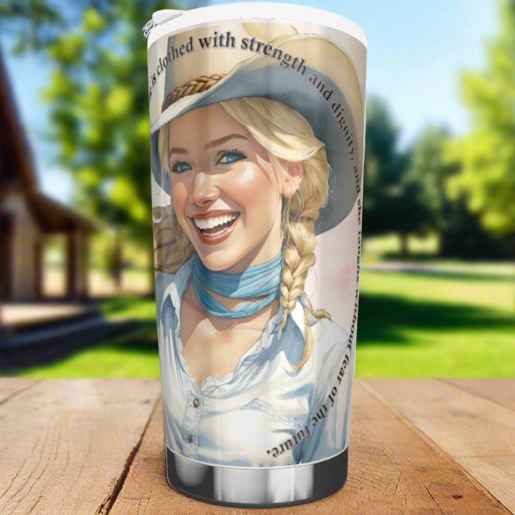 Joyful Christian cowgirl 20 oz. stainless steel tumbler