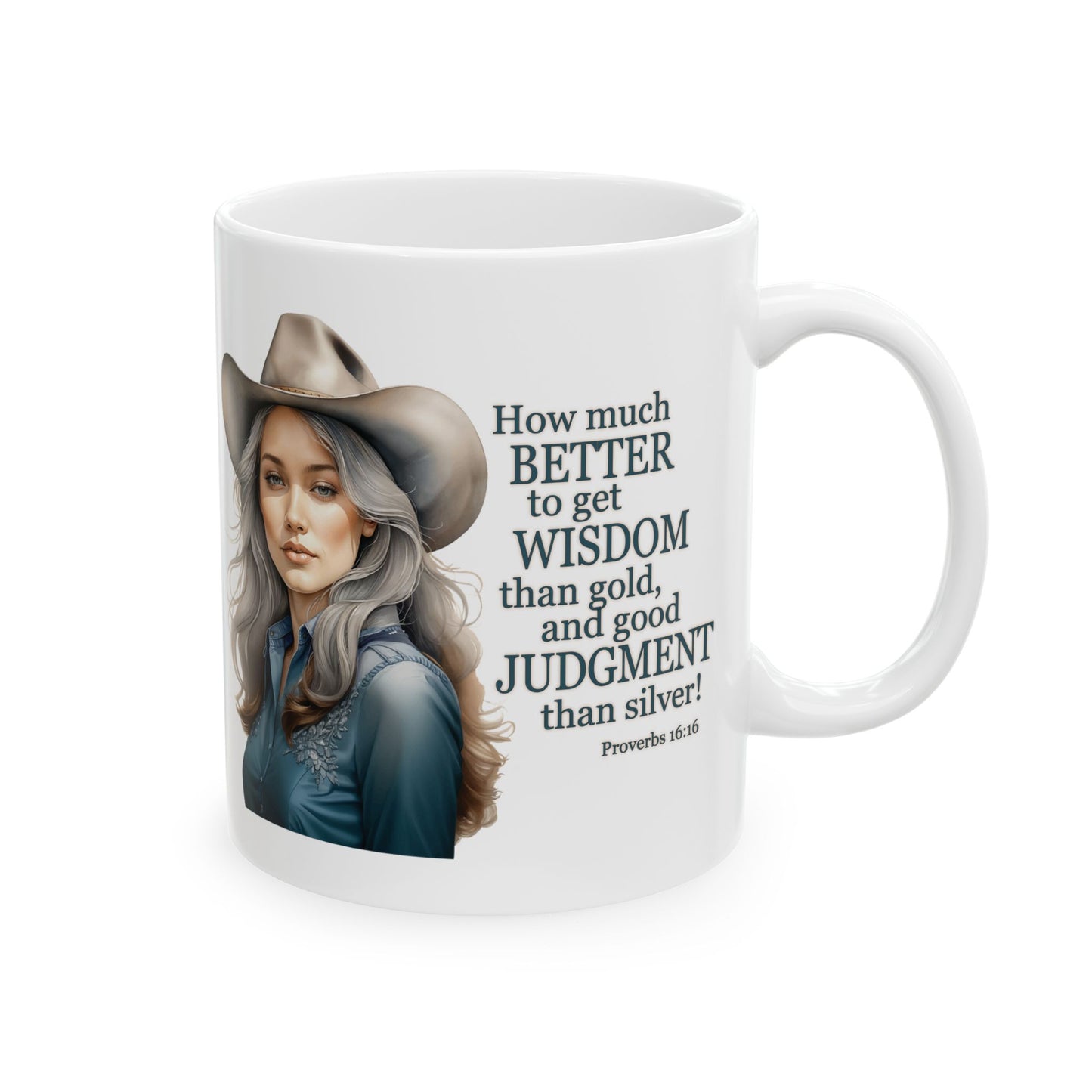 "Uplifted" Wise Cowgirl Bible Verse Spiritual Christian White Ceramic Mug - 11 oz or 15 oz