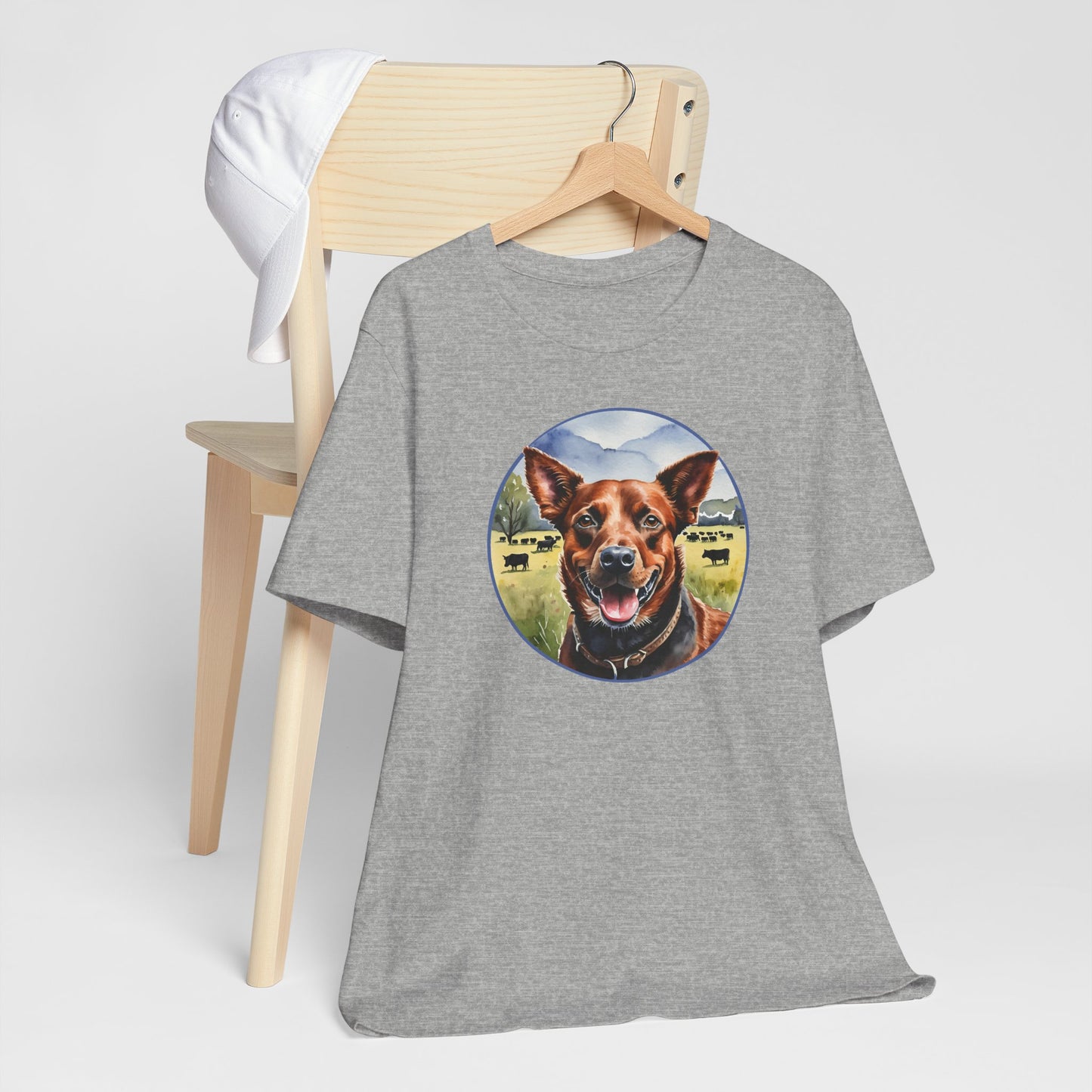 Red Heeler with Herd of Cattle Unisex Jersey Short Sleeve Tee (7 Color Options)  S - 4X