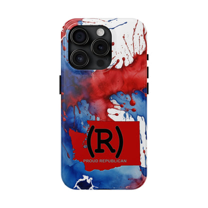 Washington Red State Red, White & Blue Splash Republican (R) Conservative Tough Phone Cases