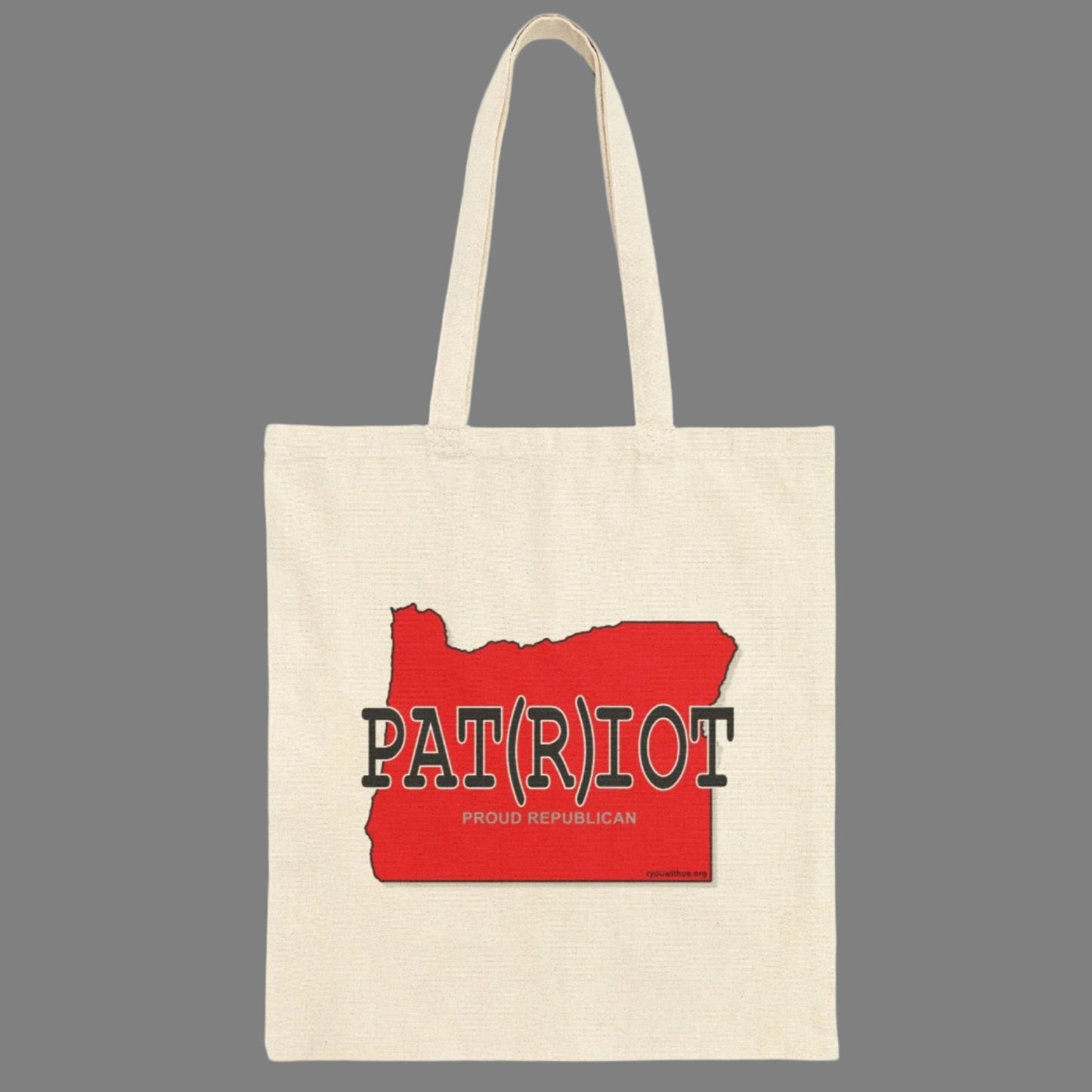 PAT(R)IOT Oregon Republican Red State Conservative Election 2024 Cotton Canvas Tote Bag - 2 Colors Options