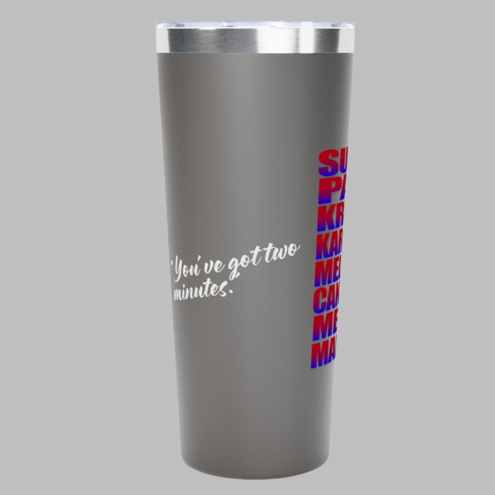 Stainless steel tumbler with snug plastic lid with rubber gasket. Available 3 colors. Celebrate the strong women of the Republican party and the Trump administrations victories for the American people every day!