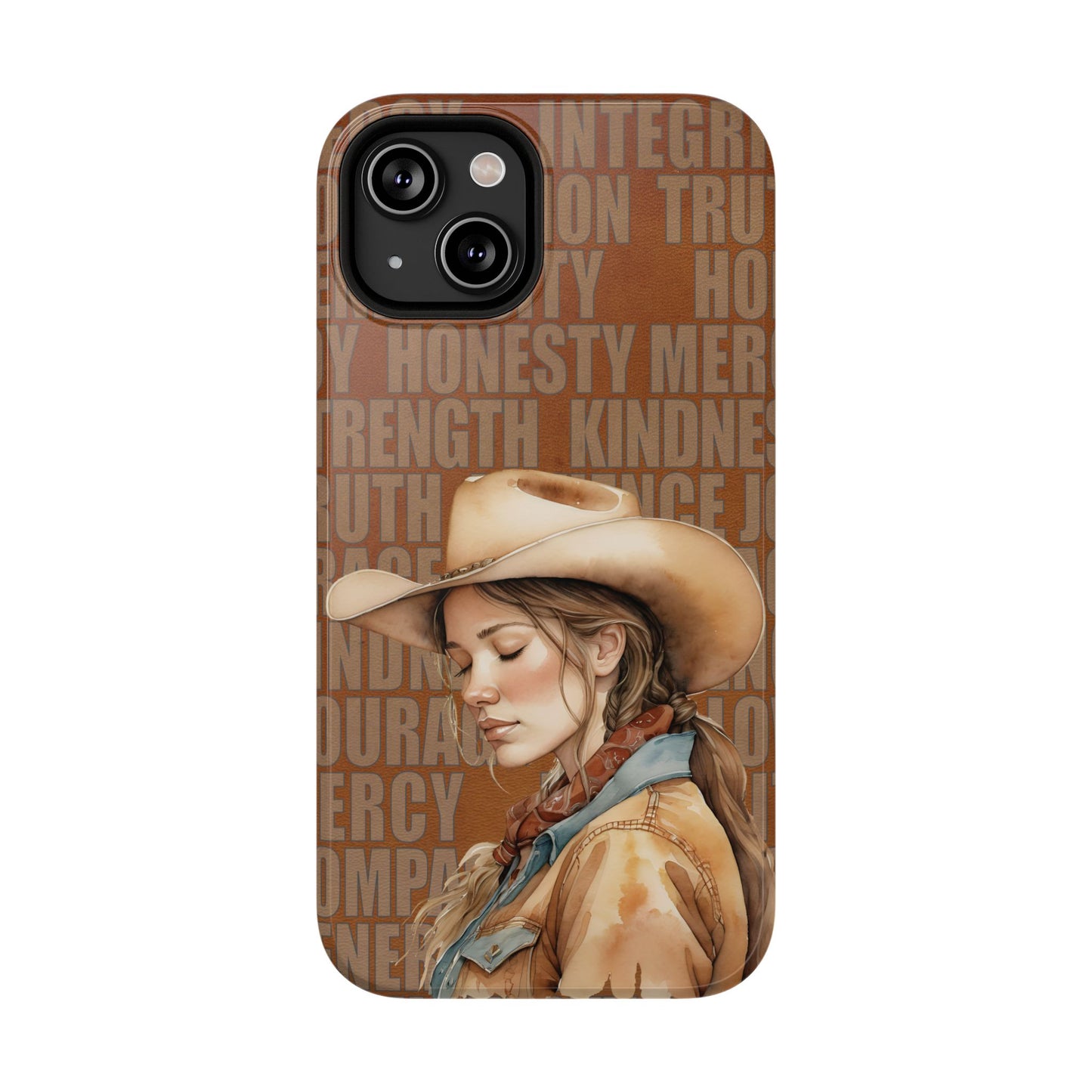Watercolor Cowgirl Western Virtues Prayer Impact-Resistant Phone Cases