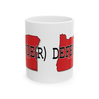 DEFENDE(R) Oregon Republican Red State Conservative Election 2024 White Ceramic Mug - 11oz.