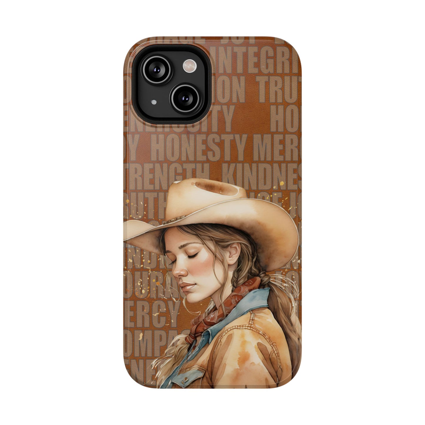 "Uplifted" Watercolor Cowgirl Western Virtues Prayer Impact-Resistant Phone Cases