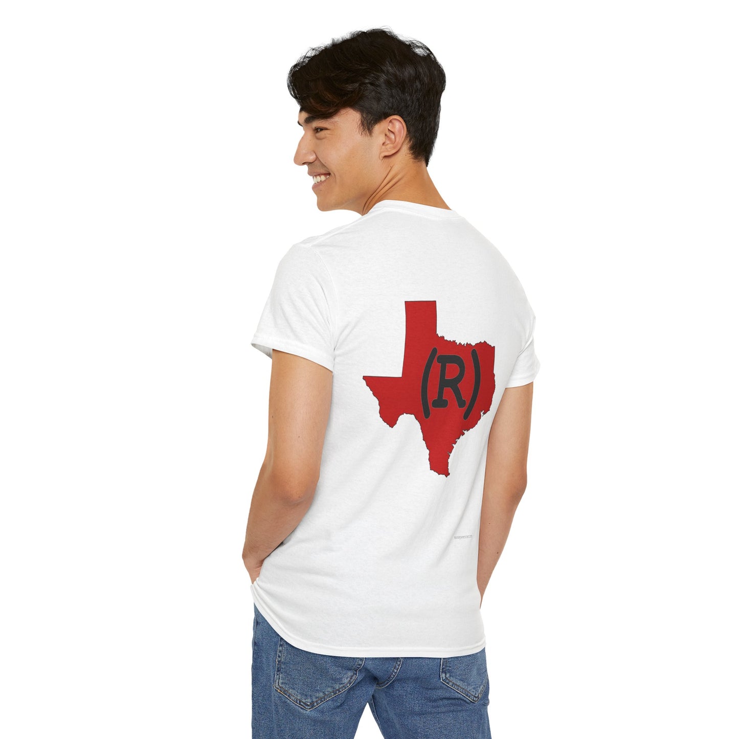 Texas Red State (R) Republican Conservative Printed Front & Back Unisex Heavy Cotton Tee