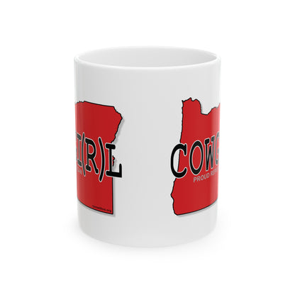 COWGI(R)L Oregon Republican Red State Conservative Election 2024 Ceramic Mug - 11 oz.