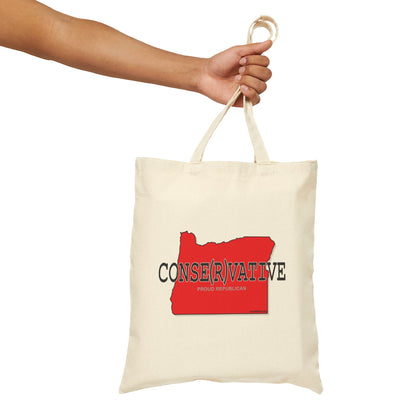 CONSE(R)VATIVE Oregon Republican Red State Conservative Election 2024 Cotton Canvas Tote Bag - 2 Colors Options