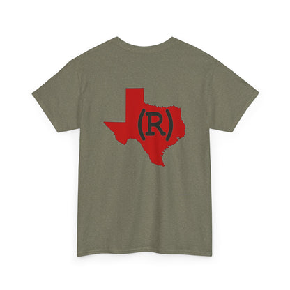 Texas Red State (R) Republican Conservative Printed Front & Back Unisex Heavy Cotton Tee