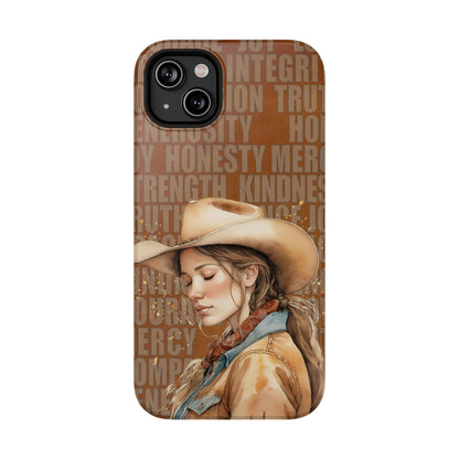 "Uplifted" Watercolor Cowgirl Western Virtues Prayer Impact-Resistant Phone Cases