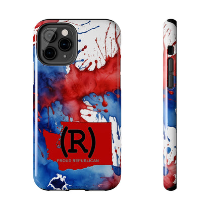 Washington Red State Red, White & Blue Splash Republican (R) Conservative Tough Phone Cases