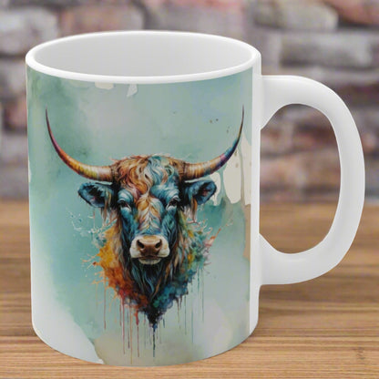 11 oz. ceramic Watercolor Steer Mug