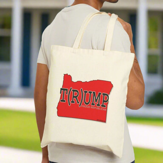 T(R)UMP Oregon Republican Red State Conservative Election 2024 Cotton Canvas Tote Bag - 2 Colors Options