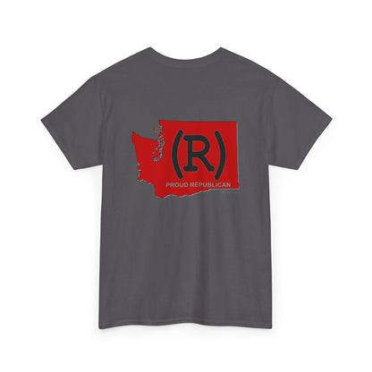 Washington Red State (R) Printed Front & Back Unisex Heavy Cotton Tee