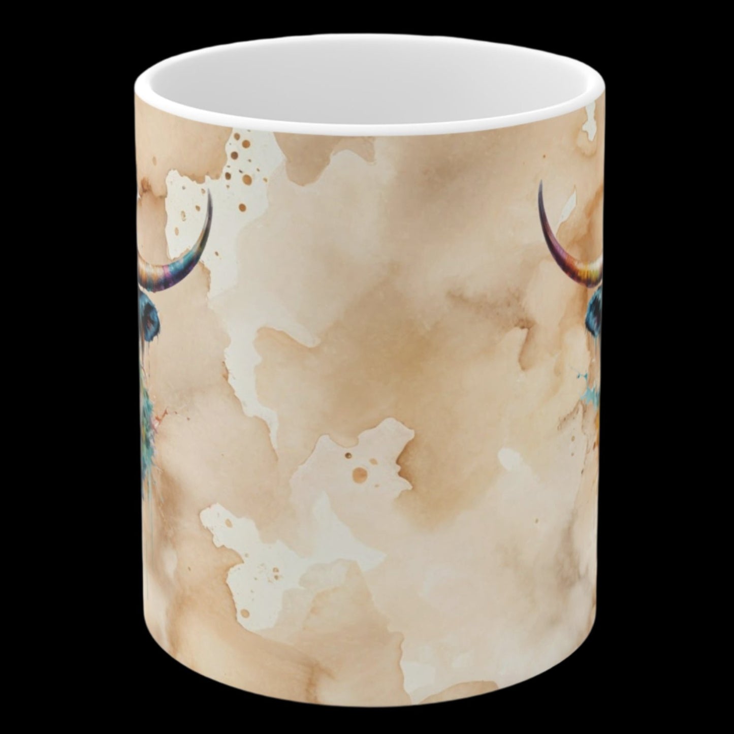 11 oz. watercolor steer ceramic mug