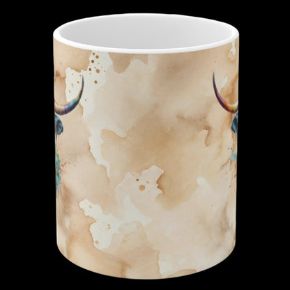 11 oz. watercolor steer ceramic mug