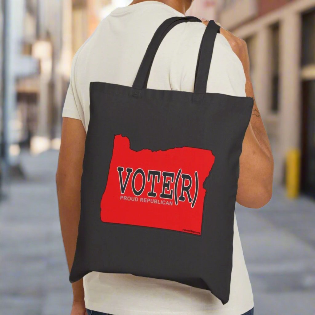 VOTE(R) Oregon Republican Red State Conservative Election 2024 Cotton Canvas Tote Bag - 2 Colors Options