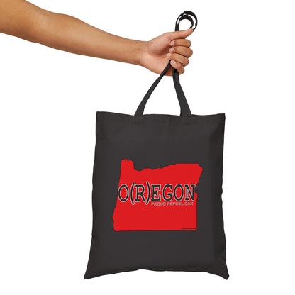 O(R)EGON Oregon Republican Red State Conservative Election 2024 Cotton Canvas Tote Bag - 2 Colors Options