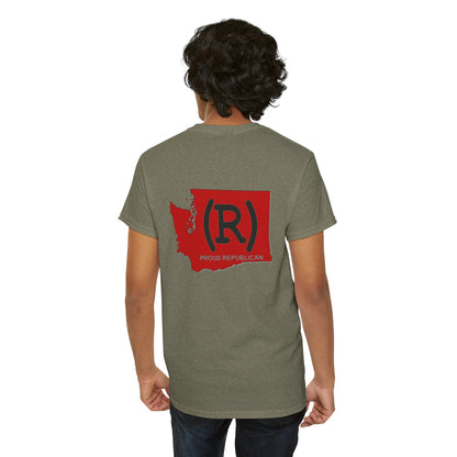 Washington Red State (R) Printed Front & Back Unisex Heavy Cotton Tee