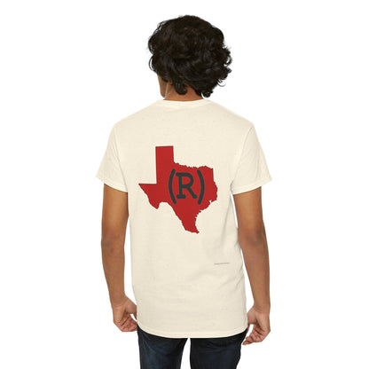 Texas Red State (R) Republican Conservative Printed Front & Back Unisex Heavy Cotton Tee