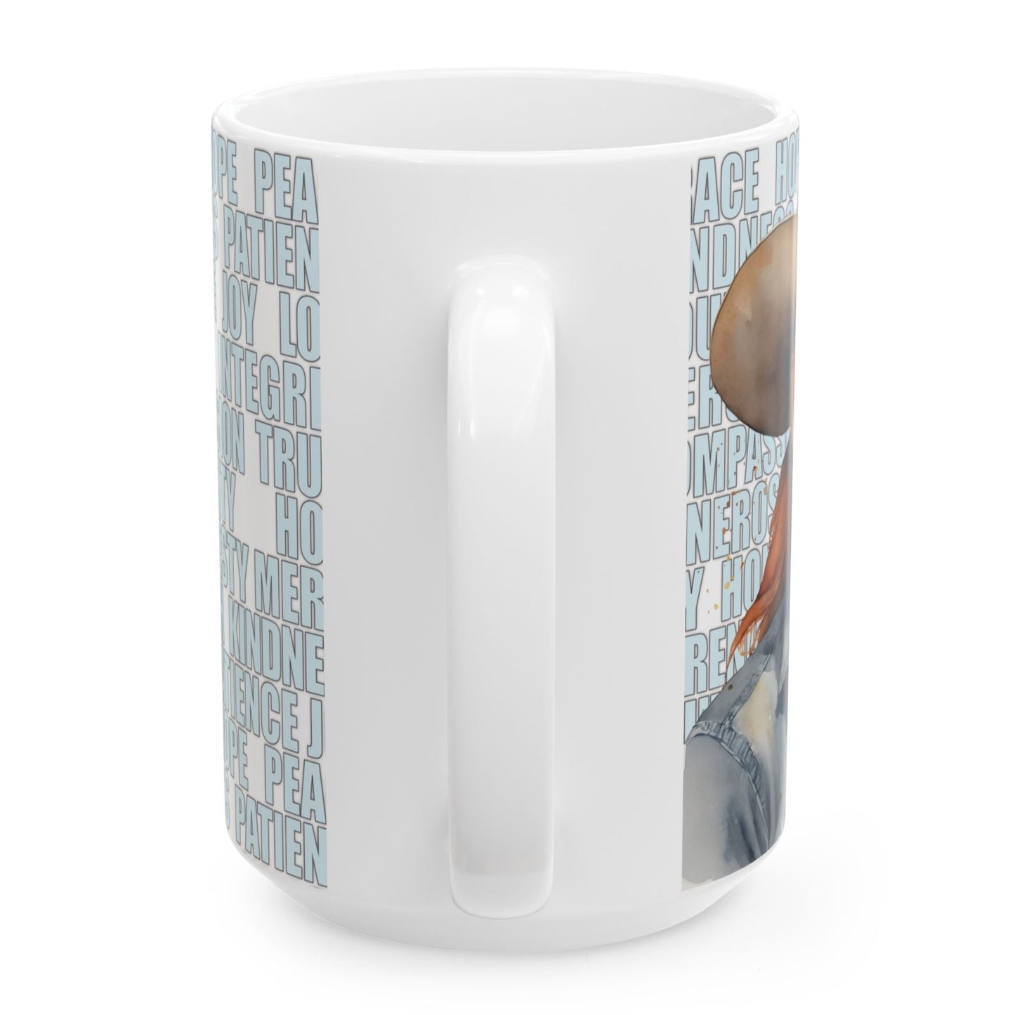 Joyful "Tracy" Redhead Ginger Cowgirl and Positive Words White Ceramic Mug (11oz or 15oz)