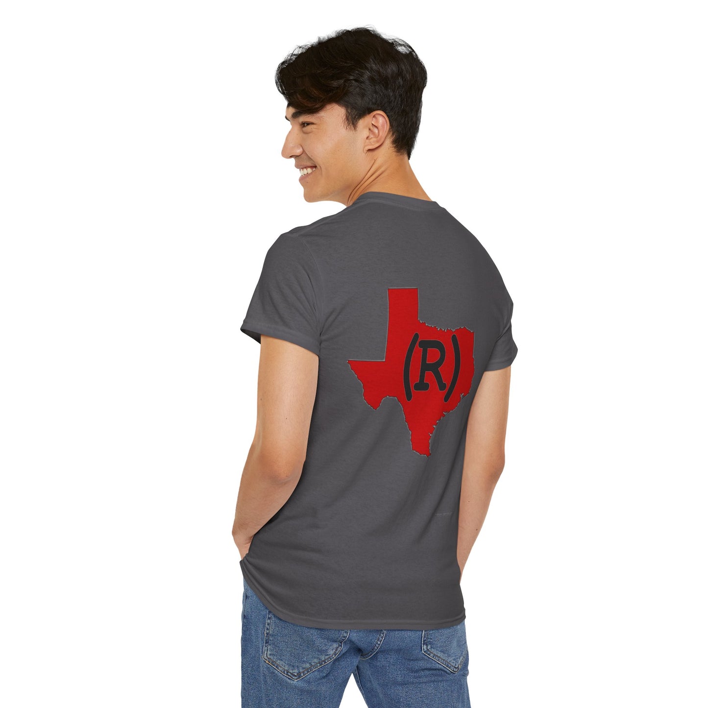 Texas Red State (R) Republican Conservative Printed Front & Back Unisex Heavy Cotton Tee