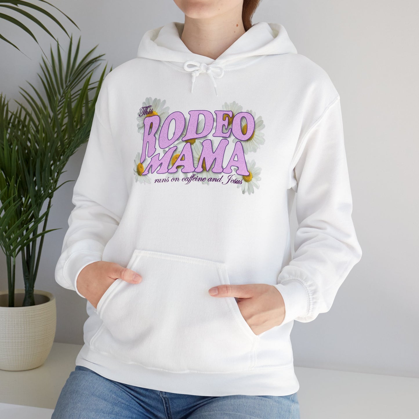 This Rodeo Mama Runs on Caffeine and Jesus - Heavy Blend Hoodie – 6 Color Options - Small to 5XL