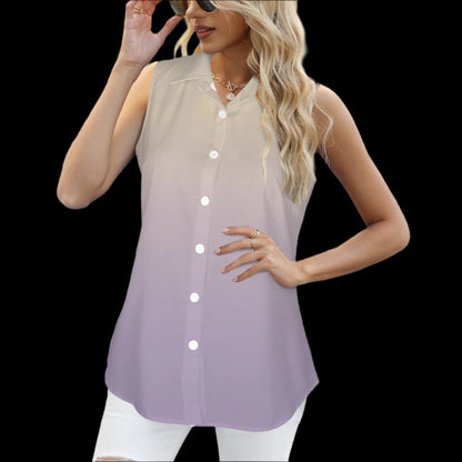 Saltwater Cowgirl Sleeveless Button-down Blouse with Lavender Ombre Front