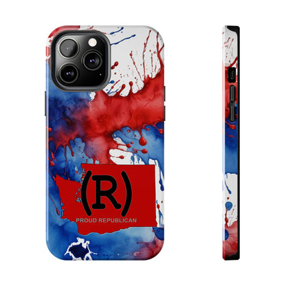 Washington Red State Red, White & Blue Splash Republican (R) Conservative Tough Phone Cases