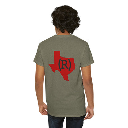 Texas Red State (R) Republican Conservative Printed Front & Back Unisex Heavy Cotton Tee