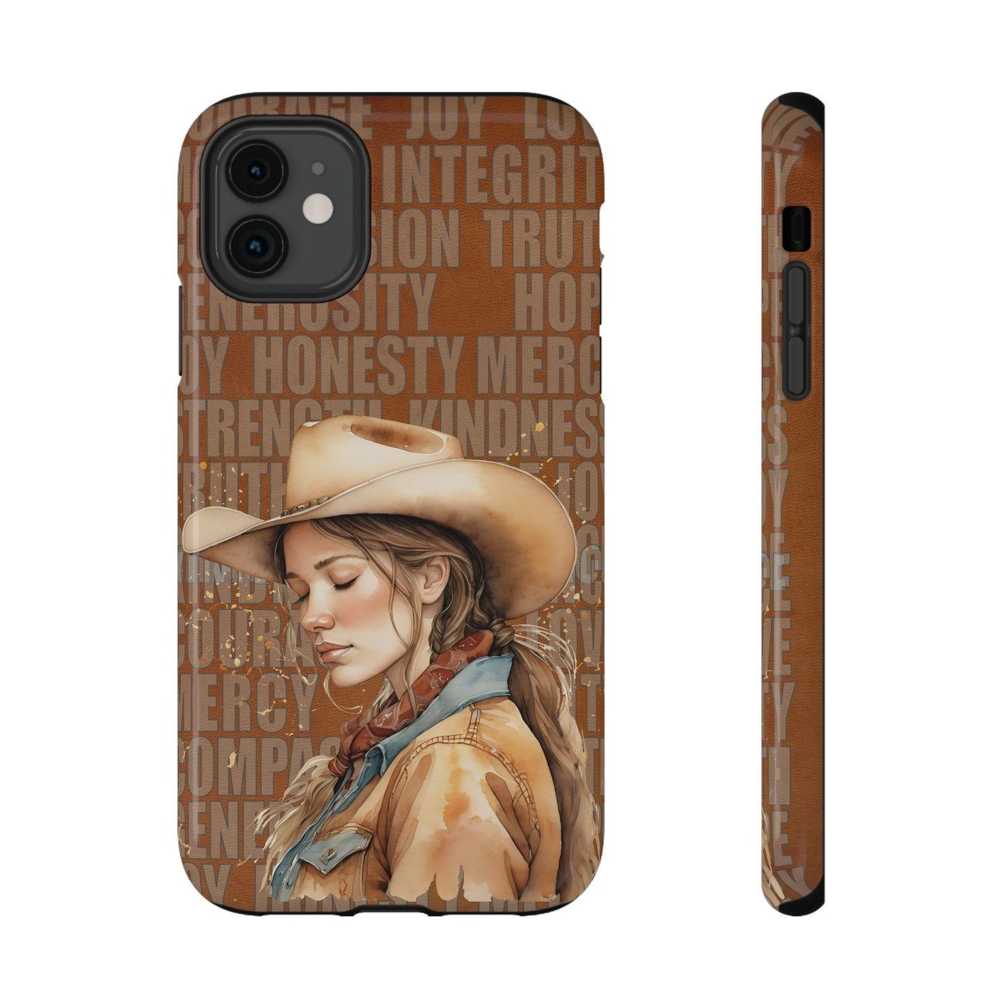 "Uplifted" Watercolor Cowgirl Western Virtues Prayer Impact-Resistant Phone Cases