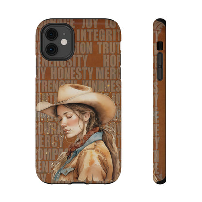 "Uplifted" Watercolor Cowgirl Western Virtues Prayer Impact-Resistant Phone Cases