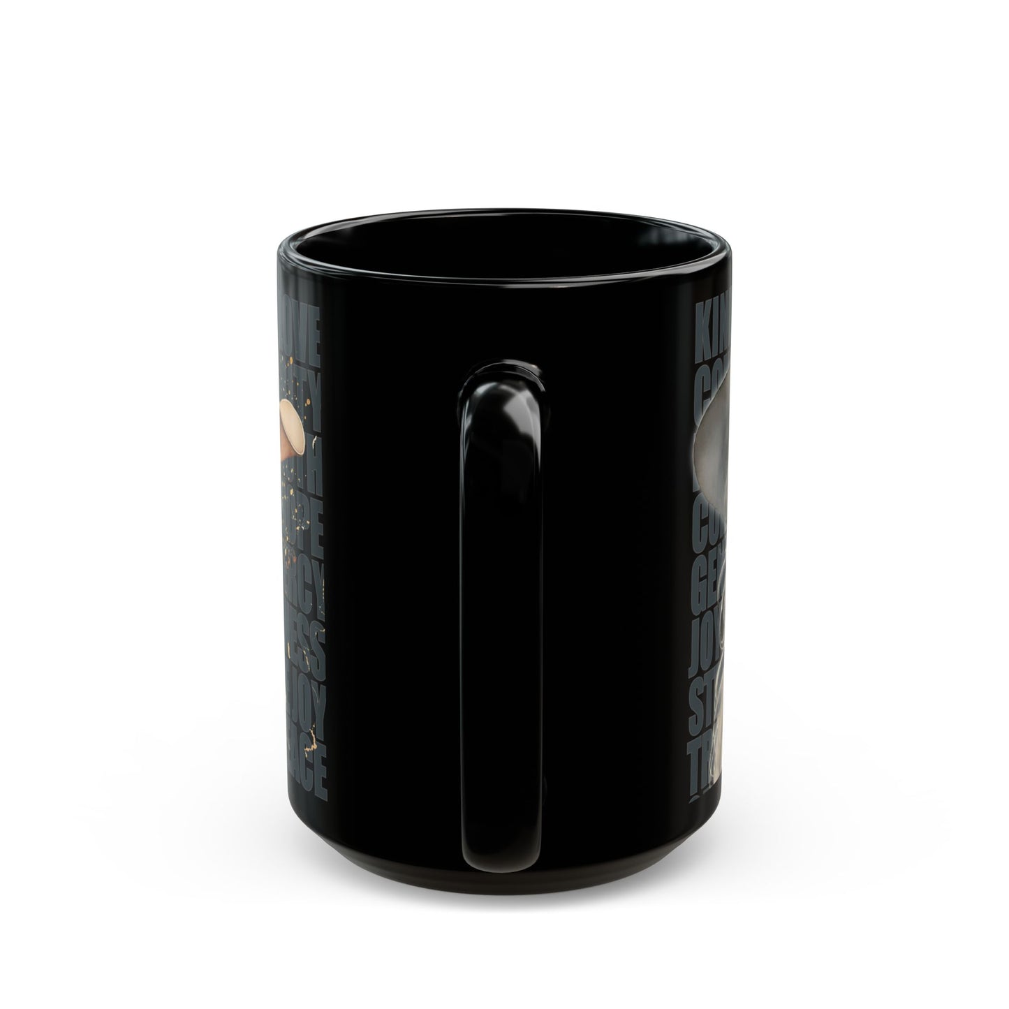 "Uplifted" Grateful Cowgirl Buckaroo + Inspirational Words on Black Ceramic Mug - 15oz