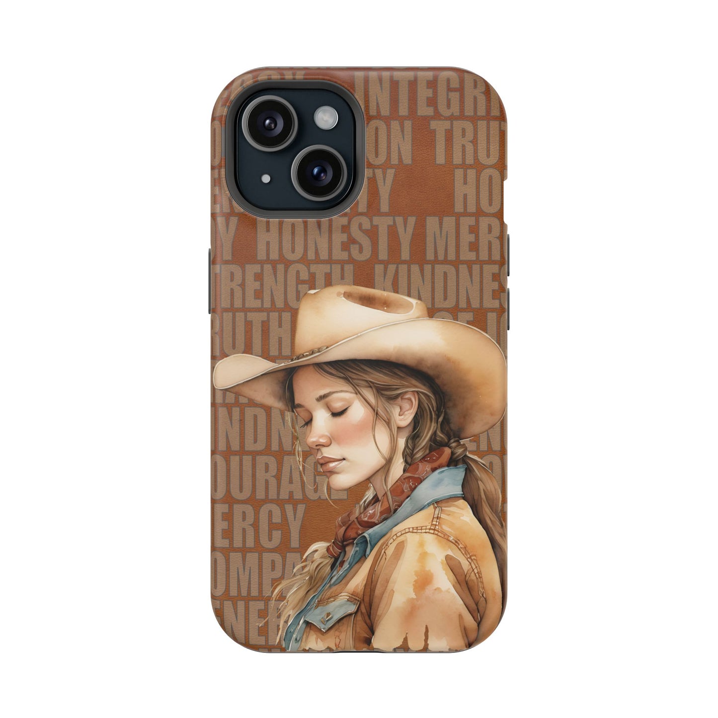 Watercolor Cowgirl Western Virtues Prayer Impact-Resistant Phone Cases