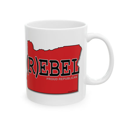 (R)EBEL Oregon Republican Red State Conservative Election 2024 Voter Ceramic Mug - 11oz.