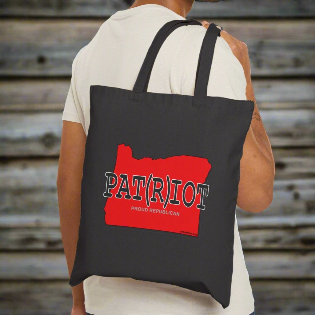 PAT(R)IOT Oregon Republican Red State Conservative Election 2024 Cotton Canvas Tote Bag - 2 Colors Options