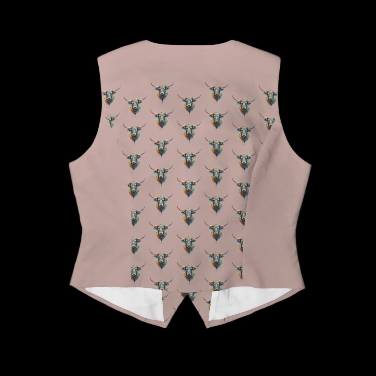 Watercolor Steer Dusty Rose Fashion Vest