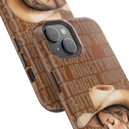 "Uplifted" Watercolor Cowgirl Western Virtues Prayer Impact-Resistant Phone Cases