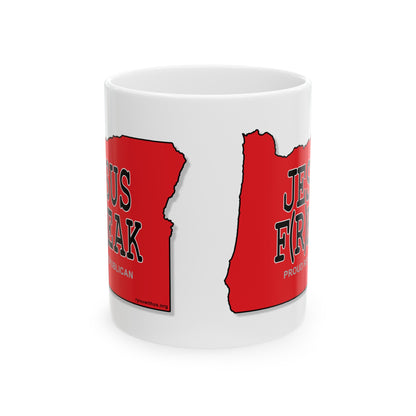 JESUS F(R)EAK Oregon Republican Red State Conservative Election 2024 Ceramic Mug - 11oz.