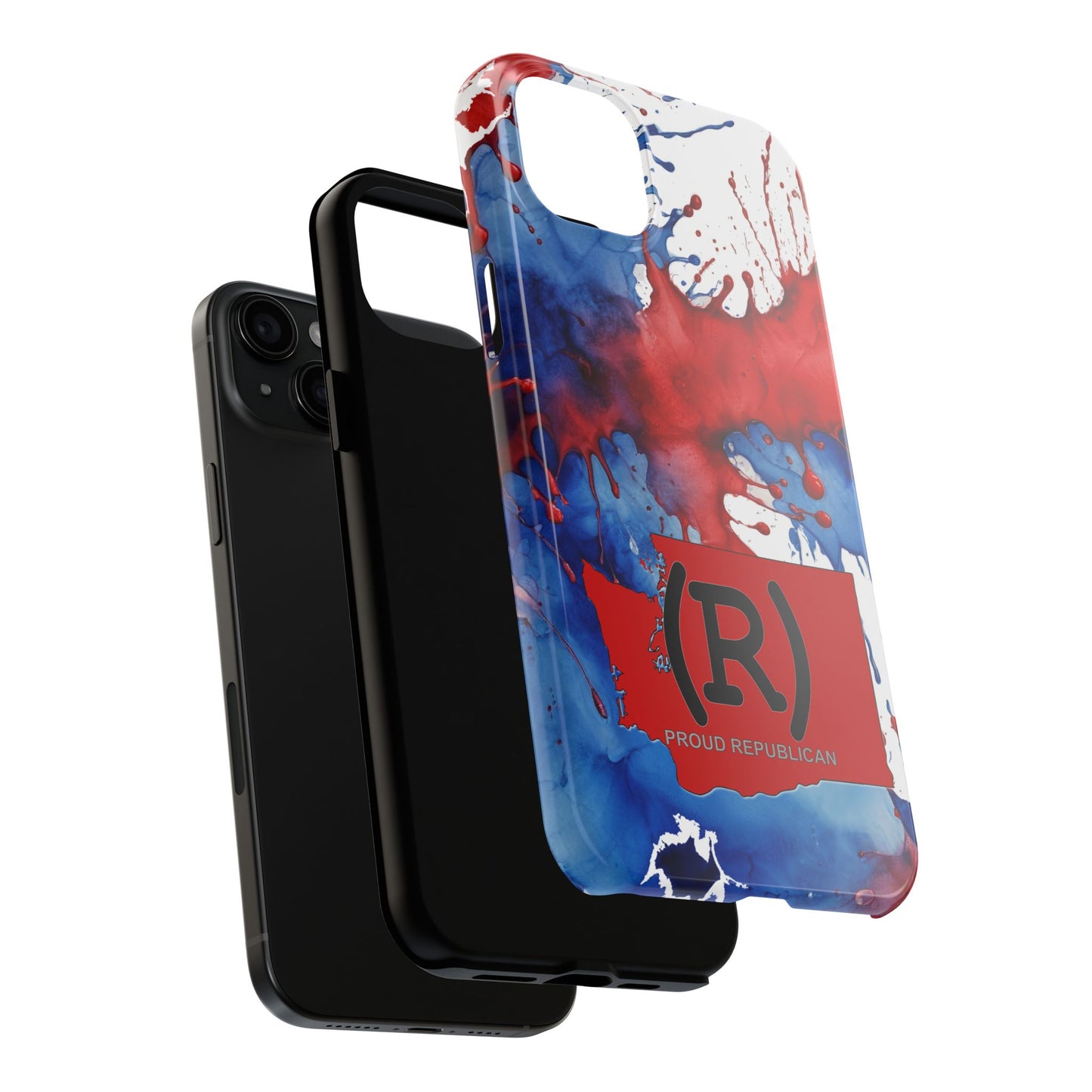 Washington Red State Red, White & Blue Splash Republican (R) Conservative Tough Phone Cases