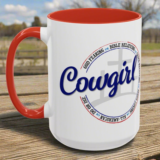 Do or Die Cowgirl Ceramic Mug with Accent Color - 15 oz.