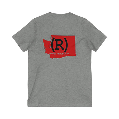 Washington Red State Republican Conservative Election 2024 Unisex Jersey Short Sleeve V-Neck Tee (4 Color Options) S-2X