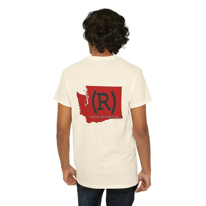 Washington Red State (R) Printed Front & Back Unisex Heavy Cotton Tee