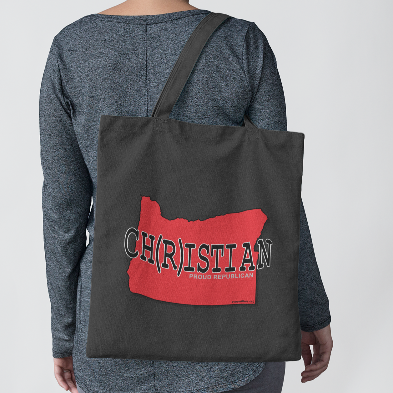 CH(R)ISTIAN Oregon Republican Red State Conservative Election 2024 Cotton Canvas Tote Bag - 2 Colors Options