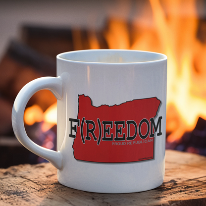 F(R)EEDOM Oregon Republican Red State Conservative Election 2024 Ceramic Mug - 11oz.