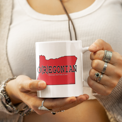 O(R)EGONIAN Oregon Republican Red State Conservative Election 2024 Oregonian Ceramic Mug - 11oz.